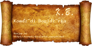 Komádi Boglárka névjegykártya